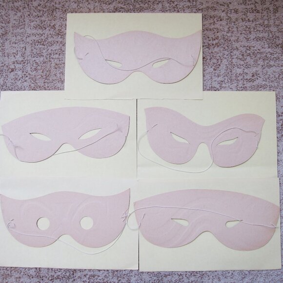 Vintage Set of 5 Masks Masquerade Halloween Carnival Fantasy Rainbow Surreal - Picture 4 of 11